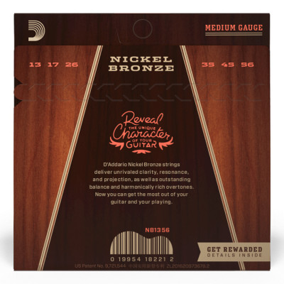 D'ADDARIO NB1356 NICKEL BRONZE MEDIUM (13-56) струни для акустичної гітари